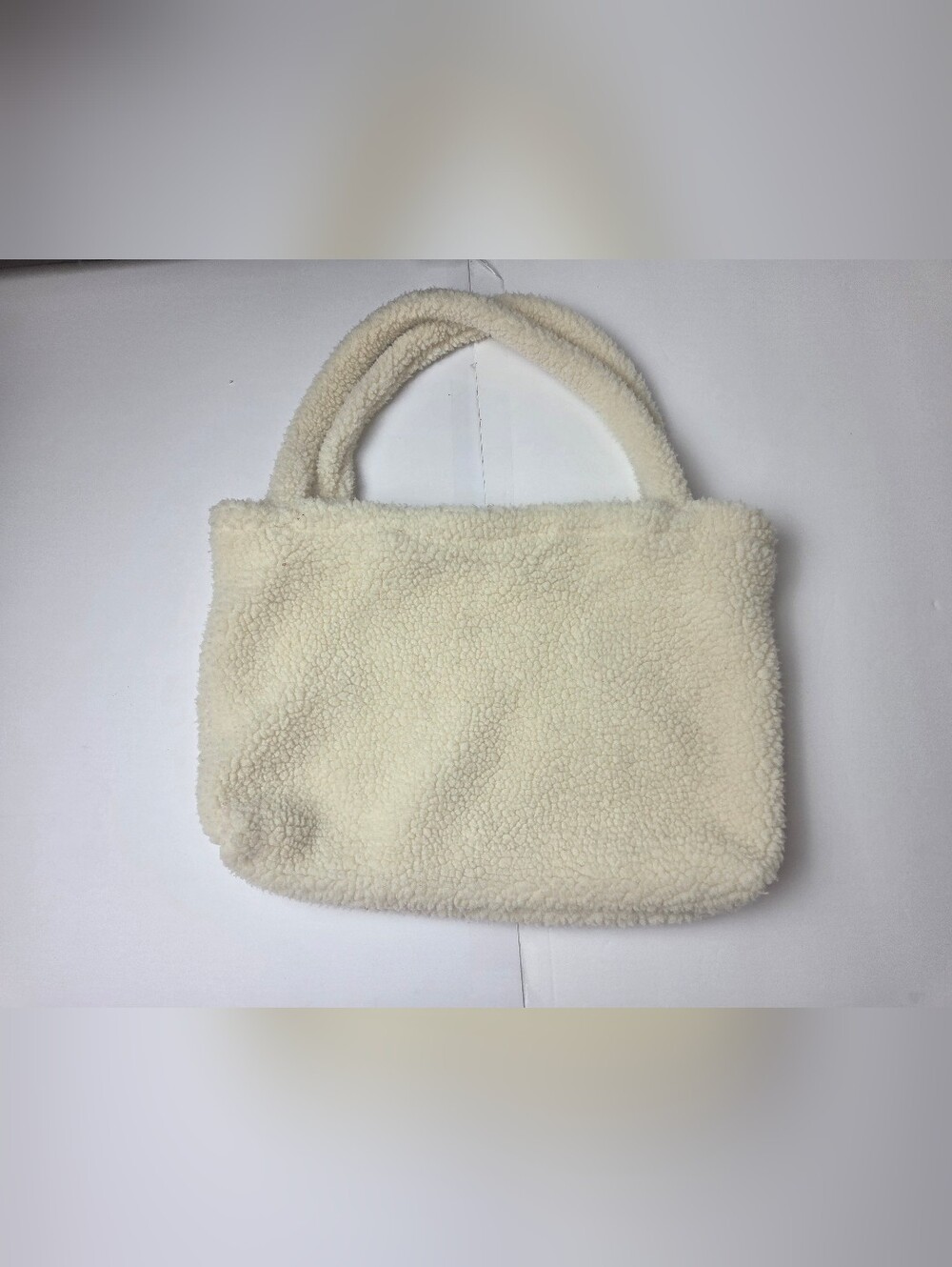 Cream Sherpa Tote Bag with Padded Handles